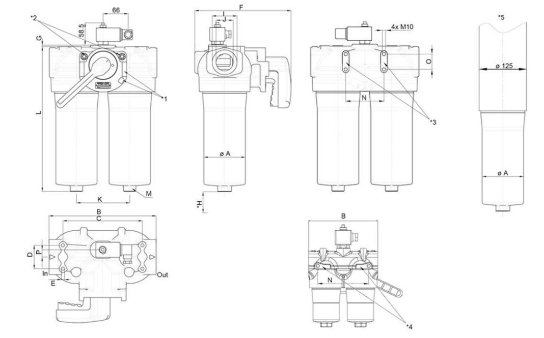 PI 2105-058 in-line filter housing