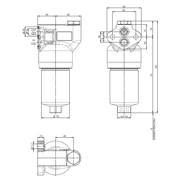 FML320D124000ABB1DS000S0 in-line filter (pressure line)