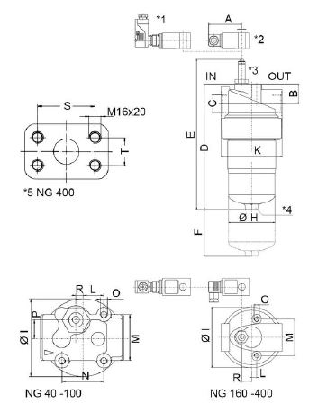 PI 40016-015 hydraulic filter housing