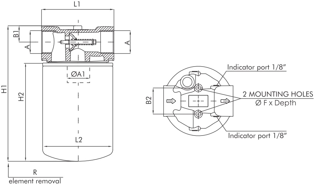 FA120C25B6SS1 Inline spin-on filter
