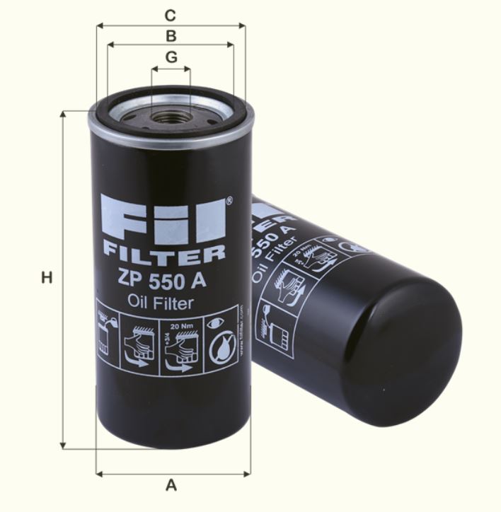 ZP550A oil filter spin-on