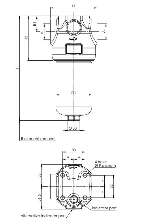 FH420XD160000BB6D0S000S0 in-line filter housing (pressure line)