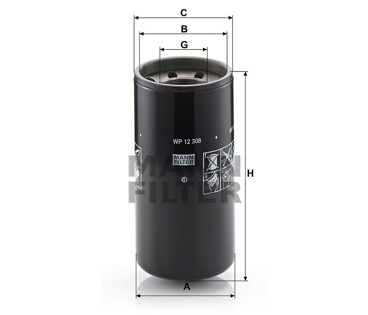 WP 12 308 oil filter spin-on (partial-flow)