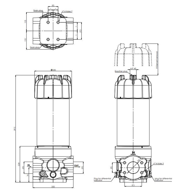 FLRRHR2600000B00F12MA2000A0 in-line filter housing (pressure line)