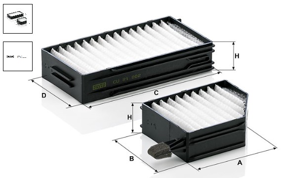 CU 21 002-2 cabin air filter element