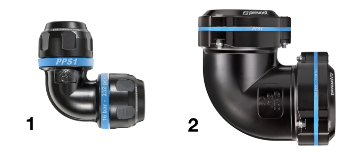 PPS1 9C25 90° aluminium fitting for pipe