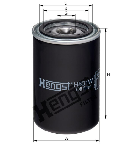 H831W oil filter spin-on