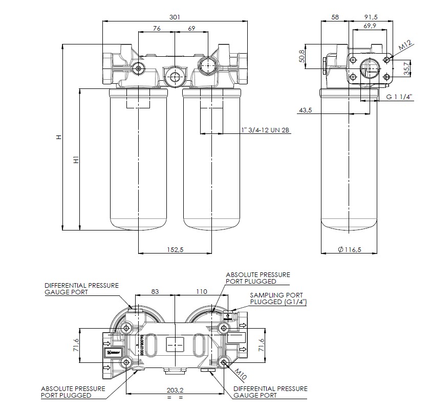 FAPA421000BB6B6F7MDZ000S0 in-line filter housing (pressure line)