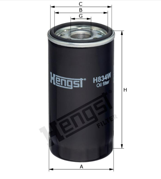 H834W oil filter spin-on