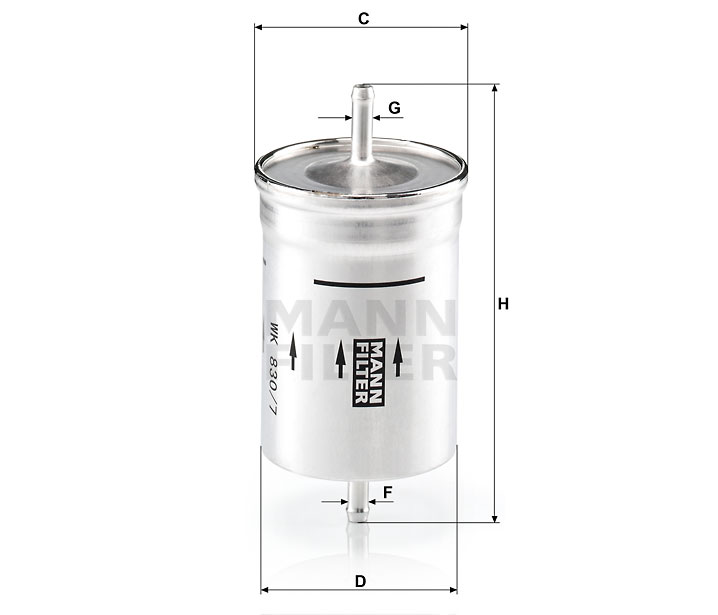 WK 830/7 fuel filter in-line