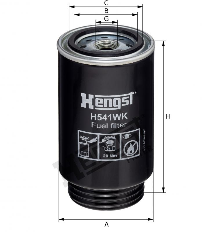 H541WK D540 fuel filter spin-on