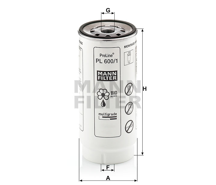 PL 600/1 fuel filter spin-on (prefilter)