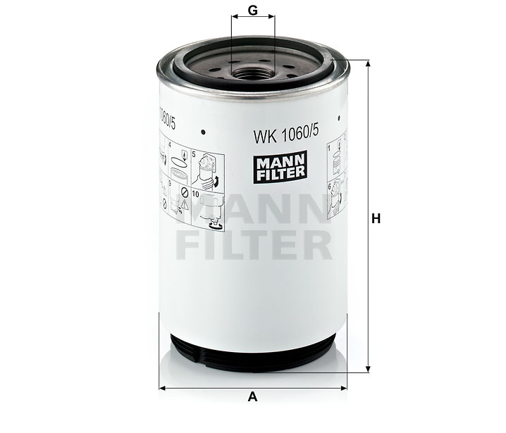 WK 1060/5 x fuel filter spin-on