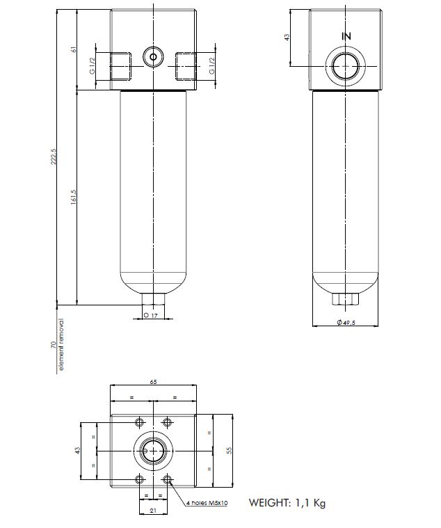 FH250D108000BBB3DS000A0 in-line filter housing (pressure line)