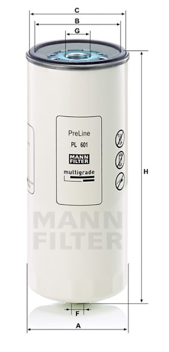 PL 601 fuel filter spin-on (prefilter)