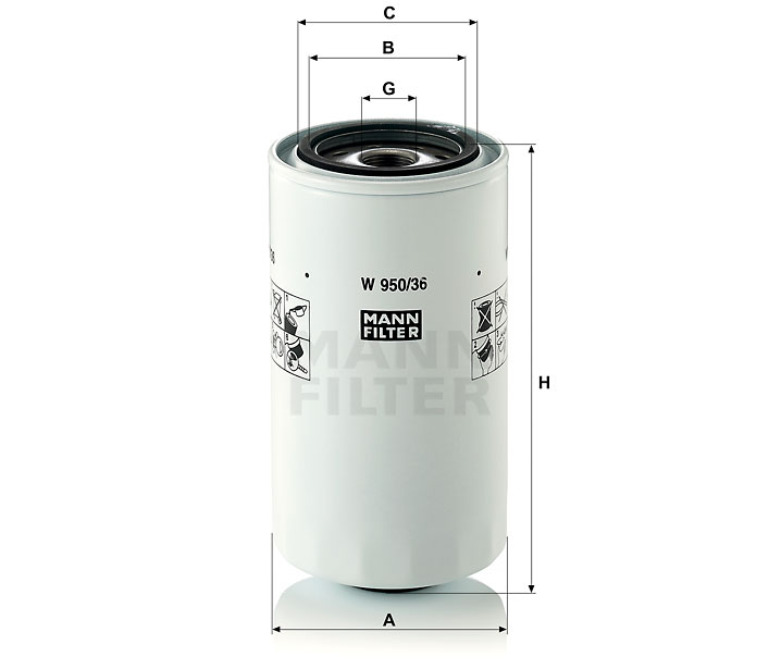 W 950/36 oil filter (spin-on)