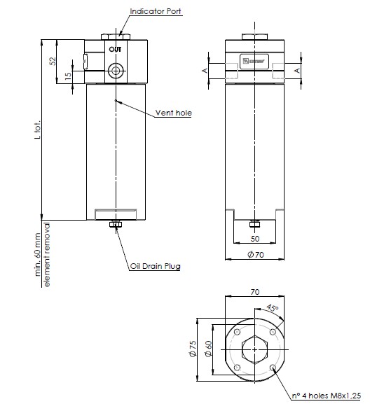 FH700D102000B0NF2DS00S0 in-line filter housing (pressure line)