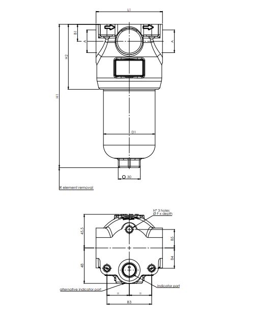 FH320D125000BB3DS000S0 in-line filter housing (pressure line)