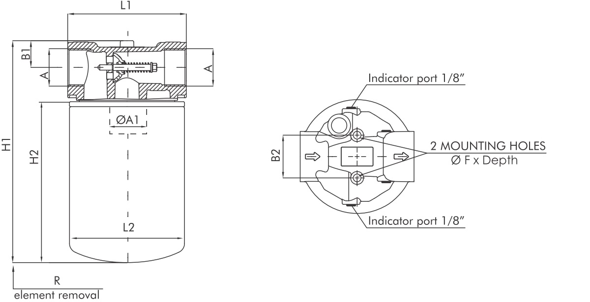 FA121G25BB6R000 Inline spin-on filter
