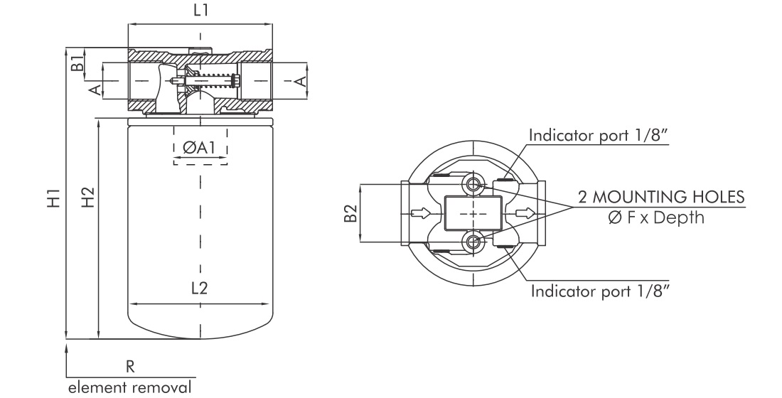 FA110G10BB4S000 in-line filter (suction line)