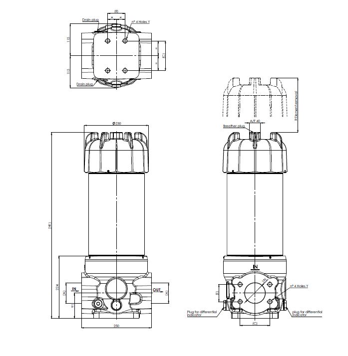 FLRU562000B0F10MA2000A0 in-line filter housing (pressure line)