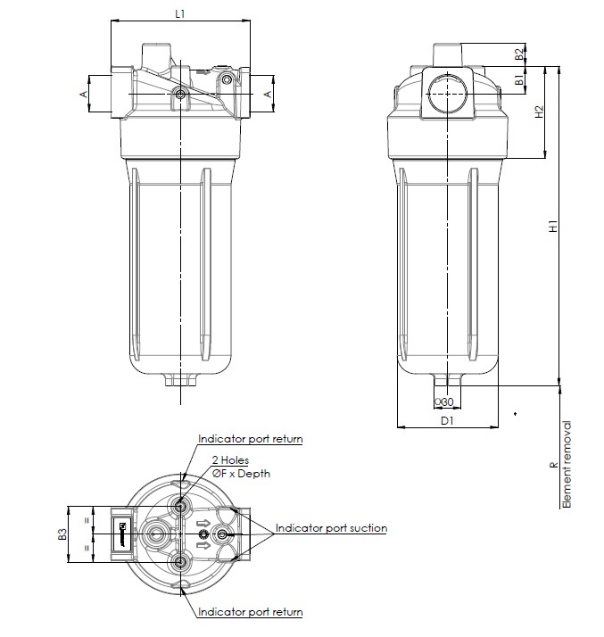 F035DMD0029000B0BB6Y000S0 in-line filter housing