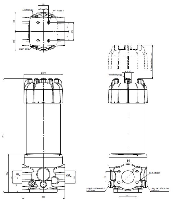 FLRR434000B3F10MA1000A0 in-line filter housing (pressure line)