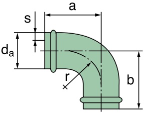 39 000 25 303 pipe elbow 90°, (sheet metal)