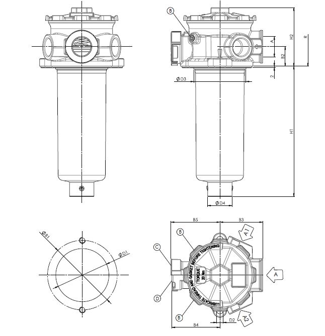 FR62R130000BB5001B000 in-line filter housing
