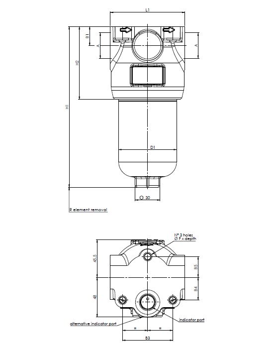 FH320D120000BB30S000S0 in-line filter housing (pressure line)